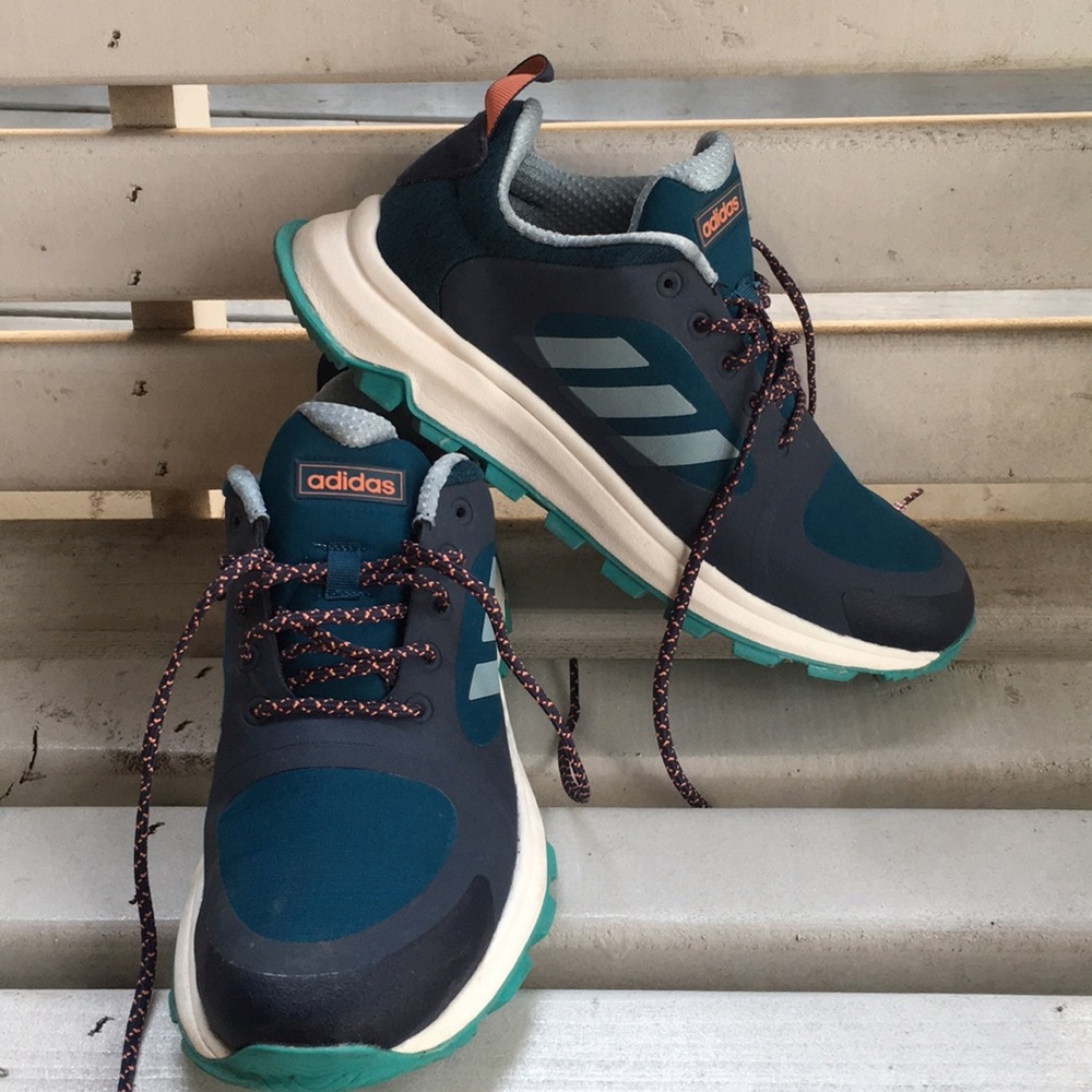 Teal adidas cloudfoam sneakers